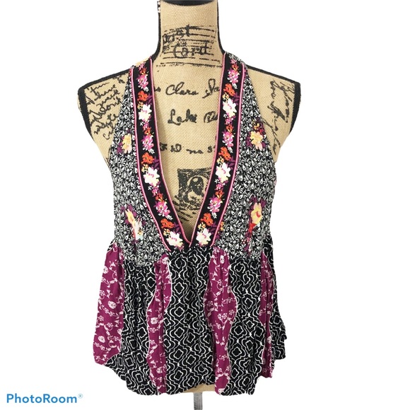 Free People Dream Darlin Deep V Tank Top Sz M - Picture 3 of 9